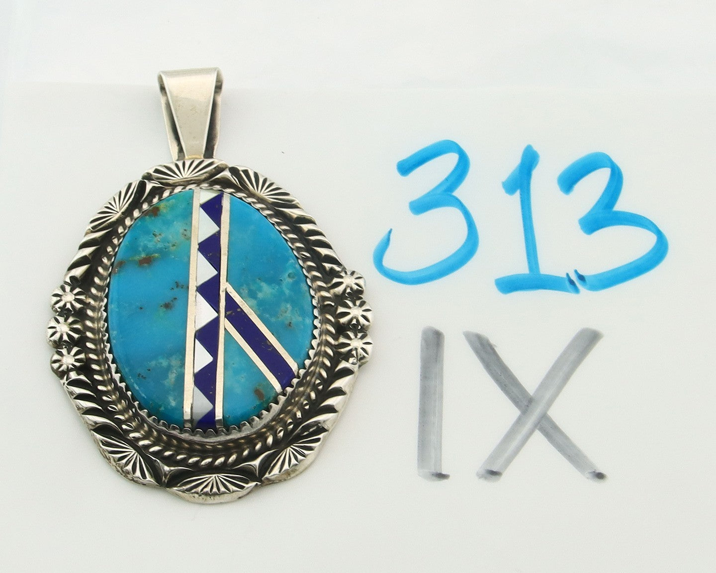 Navajo Pendant Sterling Silver Natural Gemstone Vintage Authentic Signed M Begay