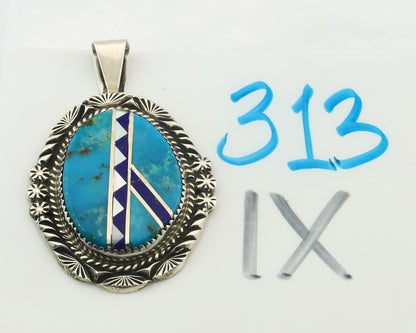 Navajo Pendant Sterling Silver Natural Gemstone Vintage Authentic Signed M Begay
