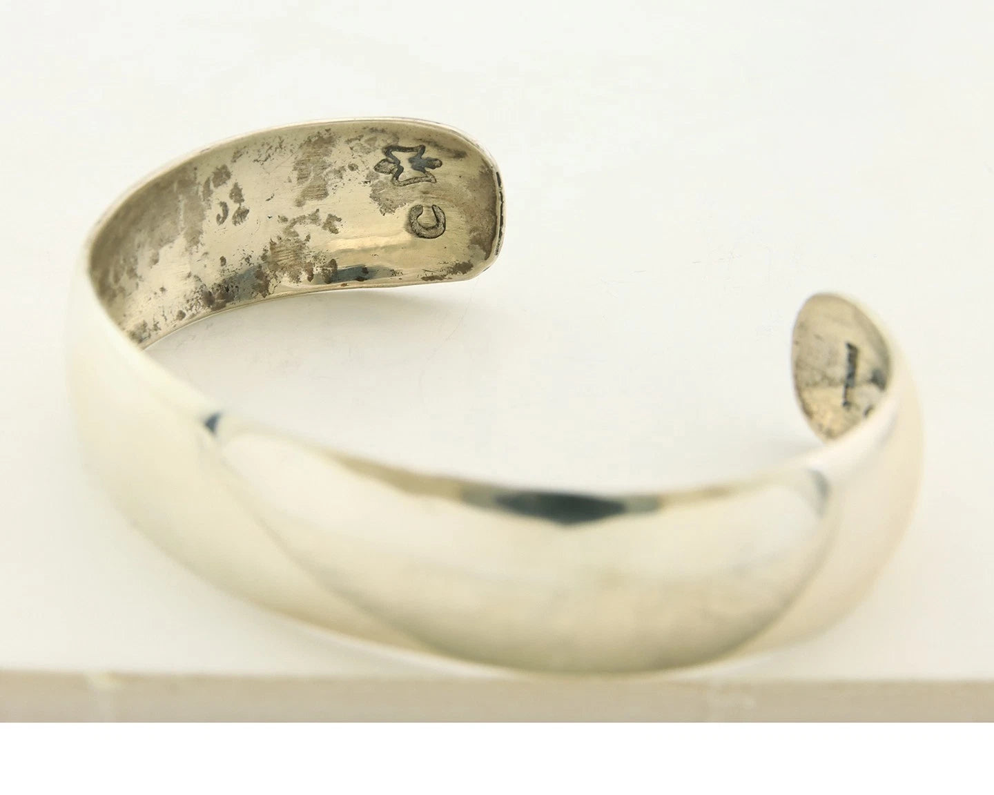 Navajo Cuff Bracelet Sterling Silver Vintage 13mm Handmade Signed C Montoya
