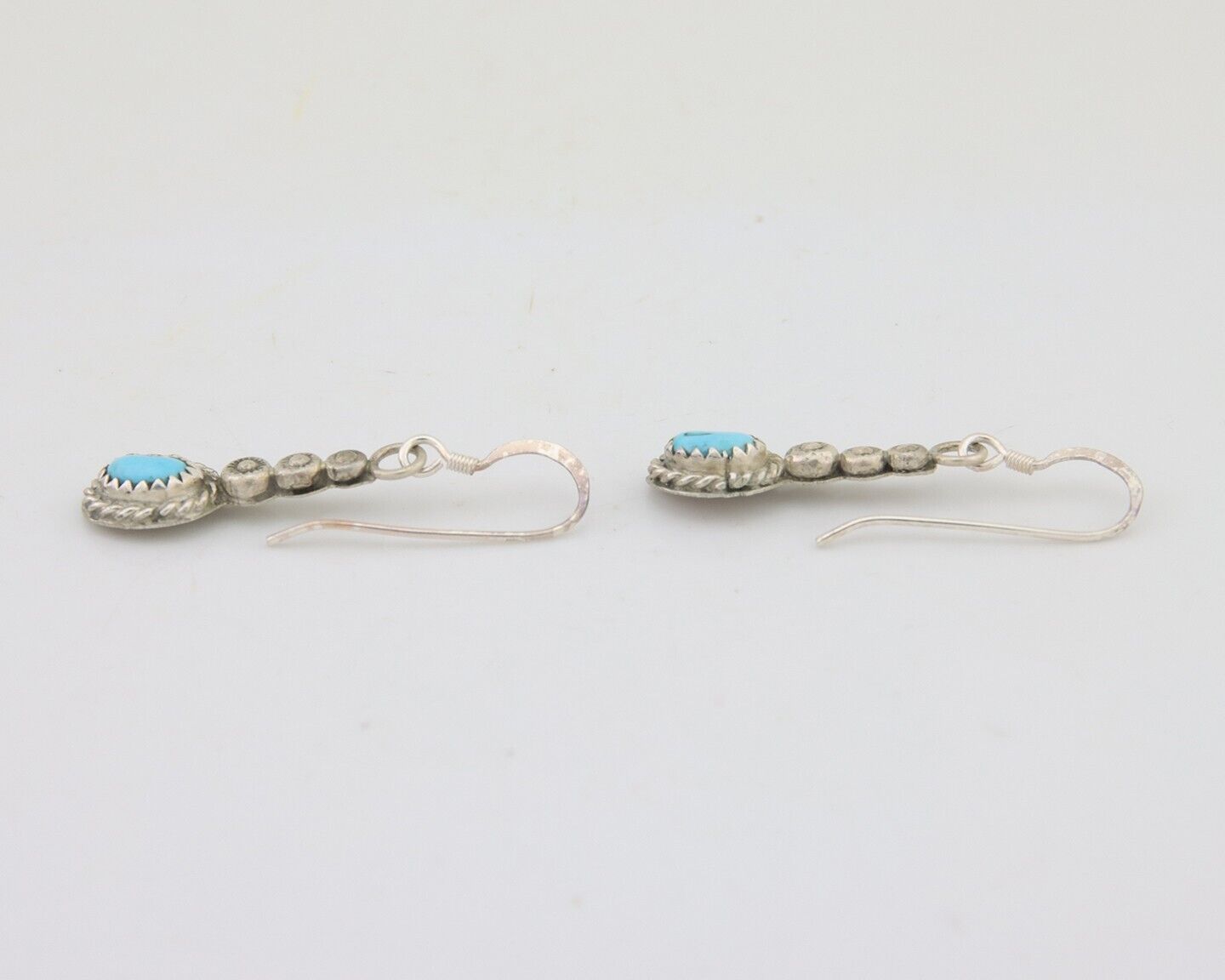 Navajo Earrings 925 Silver Blue Turquoise Artist Signed DB C.80's