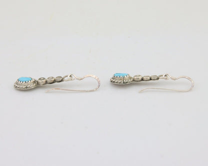 Navajo Earrings 925 Silver Blue Turquoise Artist Signed DB C.80's