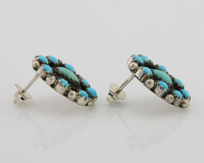 Navajo Snake Eye Earrings 925 Silver Sleeping Beauty Native Artist C80s