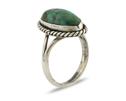 Navajo Ring 925 Silver Kingman Turquoise Native American Artist C.80's