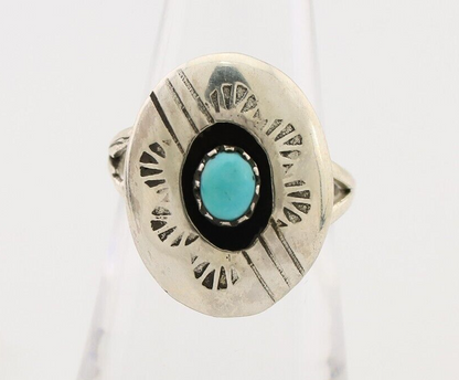 Navajo Handmade Ring 925 Silver Blue Turquoise Artist Signed BF C.80's