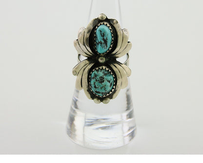 Navajo Ring 925 Silver Sleeping Beauty Turquoise Native American Artist C.80's