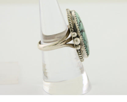 Navajo Handmade Ring 925 Silver Spiderweb Turquoise Native Artist C.80's
