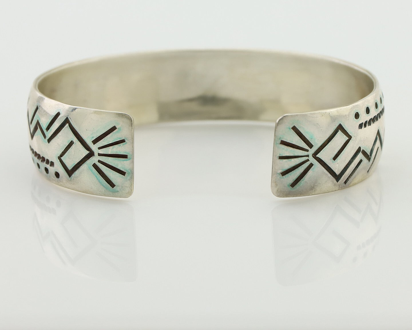 Navajo Inlay Bracelet 925 Silver Kingman Turquoise Signed Stanley Bain C.80's