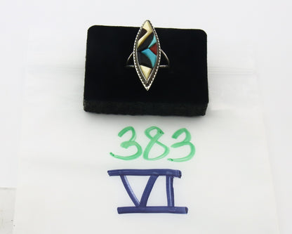 Vintage Zuni Ring 925 Sterling Silver Natural Gemstone Signed R & GT Size 6.0