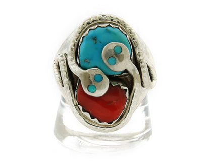 Men Zuni Ring Sterling Silver Gemstones Signed Effie Calavasa Size 11.75