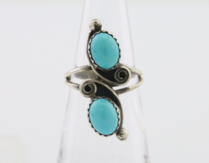 Navajo Ring 925 Silver Kingman Turquoise Native American Artist C.80's
