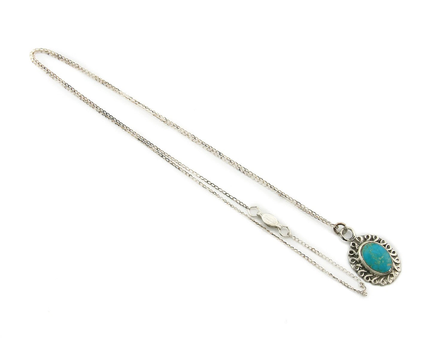Navajo Necklace Sterling Silver Natural Blue Turquoise Handmade Vintage