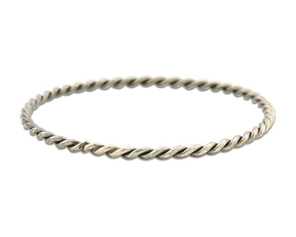 Navajo Bangle Bracelet 925 Silver Hand Stamped Twist Native American Artist C80s