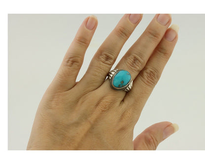 Navajo Handmade Ring 925 Silver Blue Turquoise Native American Artist C.80's