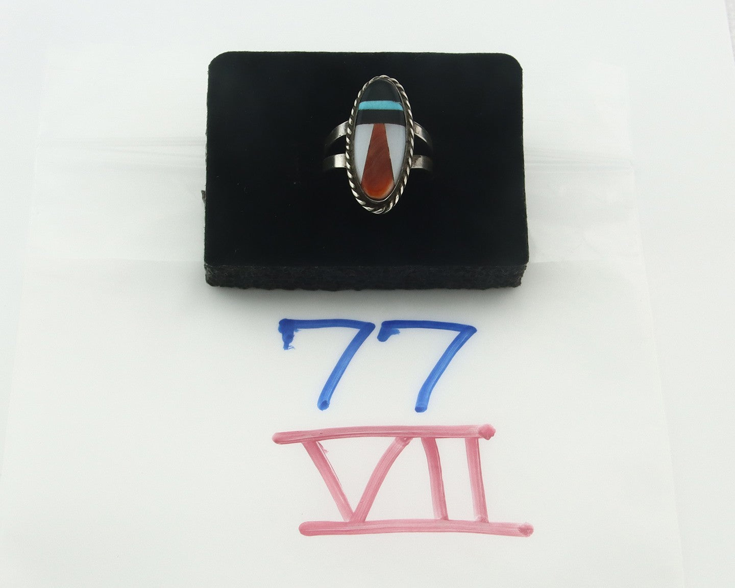 Vintage Zuni Ring 925 Sterling Silver Natural Gemstone Size 6.5
