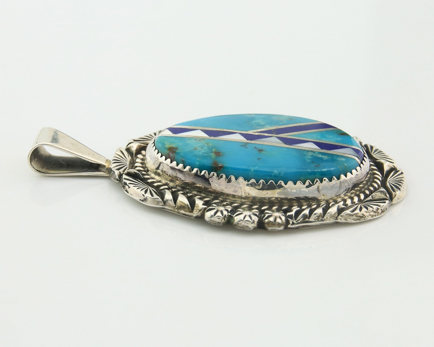 Navajo Pendant Sterling Silver Natural Gemstone Vintage Authentic Signed M Begay