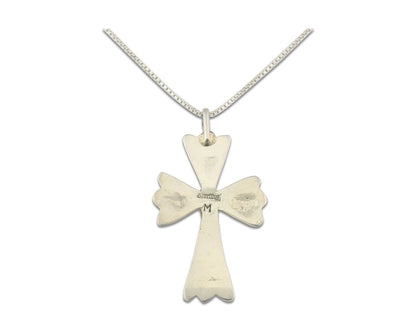 Navajo Cross Necklace Sterling Silver Authentic Natural Gemstones Signed M
