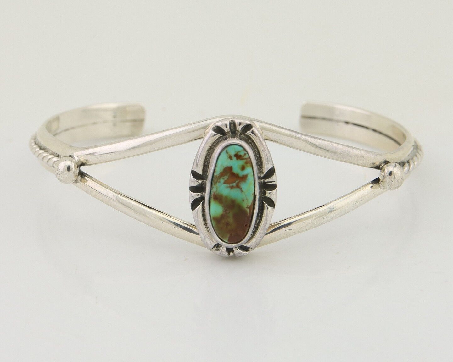 Navajo Bracelet 925 Silver Blue Turquoise Artist Signed Gecko C.80's