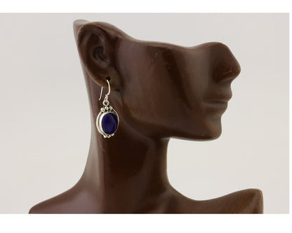 Navajo Dangle Earrings 925 Silver Lapis Lazuli Native American Artist C.80's