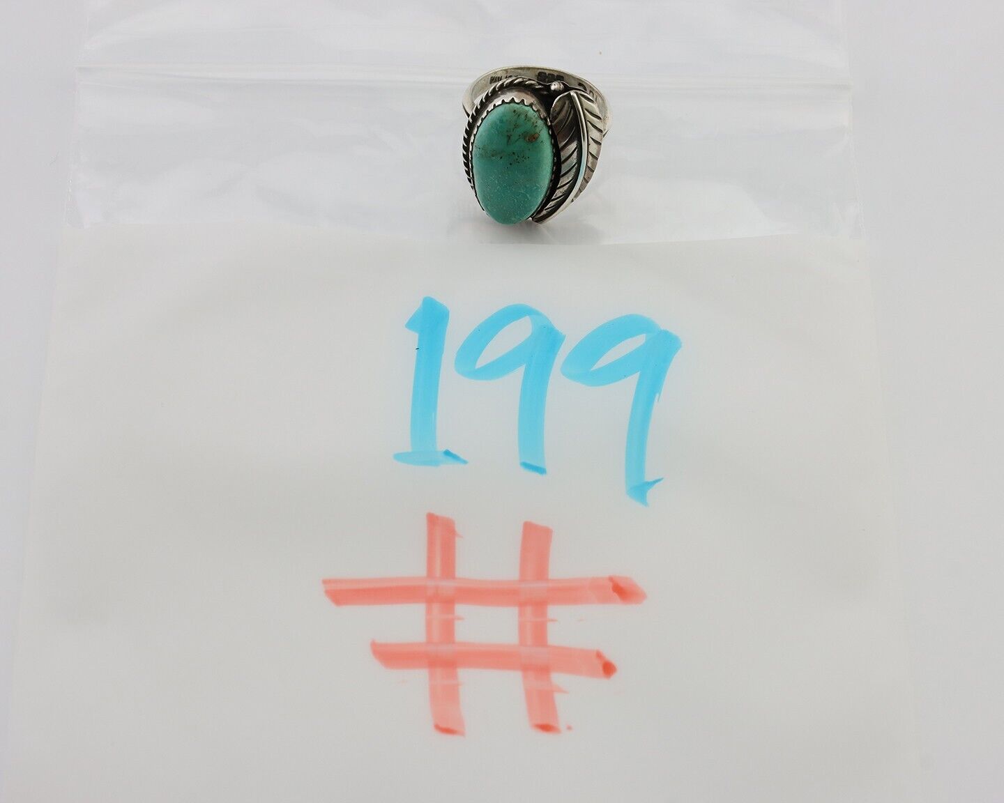 Navajo Handmade Ring 925 Silver Natural Turquoise Artist Signed IJC C.80's