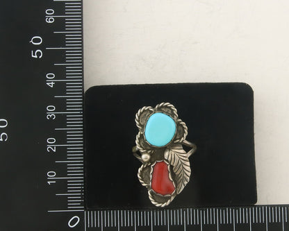 Vintage Navajo Ring 925 Sterling Natural Gemstones Signed Justin Morris Sz 7.0