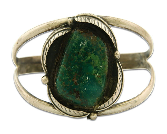 Vintage Navajo Bracelet 925 Silver Natural Aqua Turquoise Native American Artist