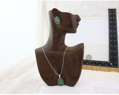 Navajo Necklace Earrings Set Sterling Silver Turquoise Vintage Signed AB