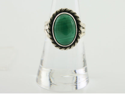 Navajo Ring 925 Silver Natural Malachite Native American Artist C.80's