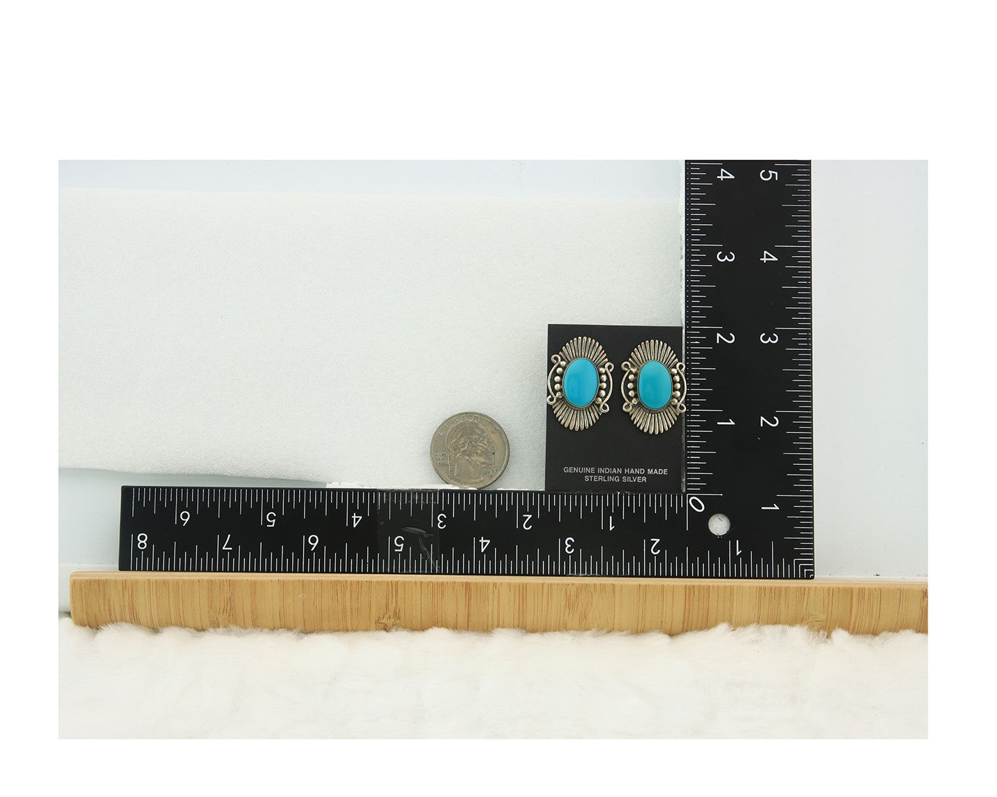 Navajo Earrings Sterling Silver Natural Turquoise Vintage Signed AM