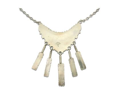 Vintage Navajo Bead Necklace 925 Silver Turquoise Hand Stamped Signed IHMJ