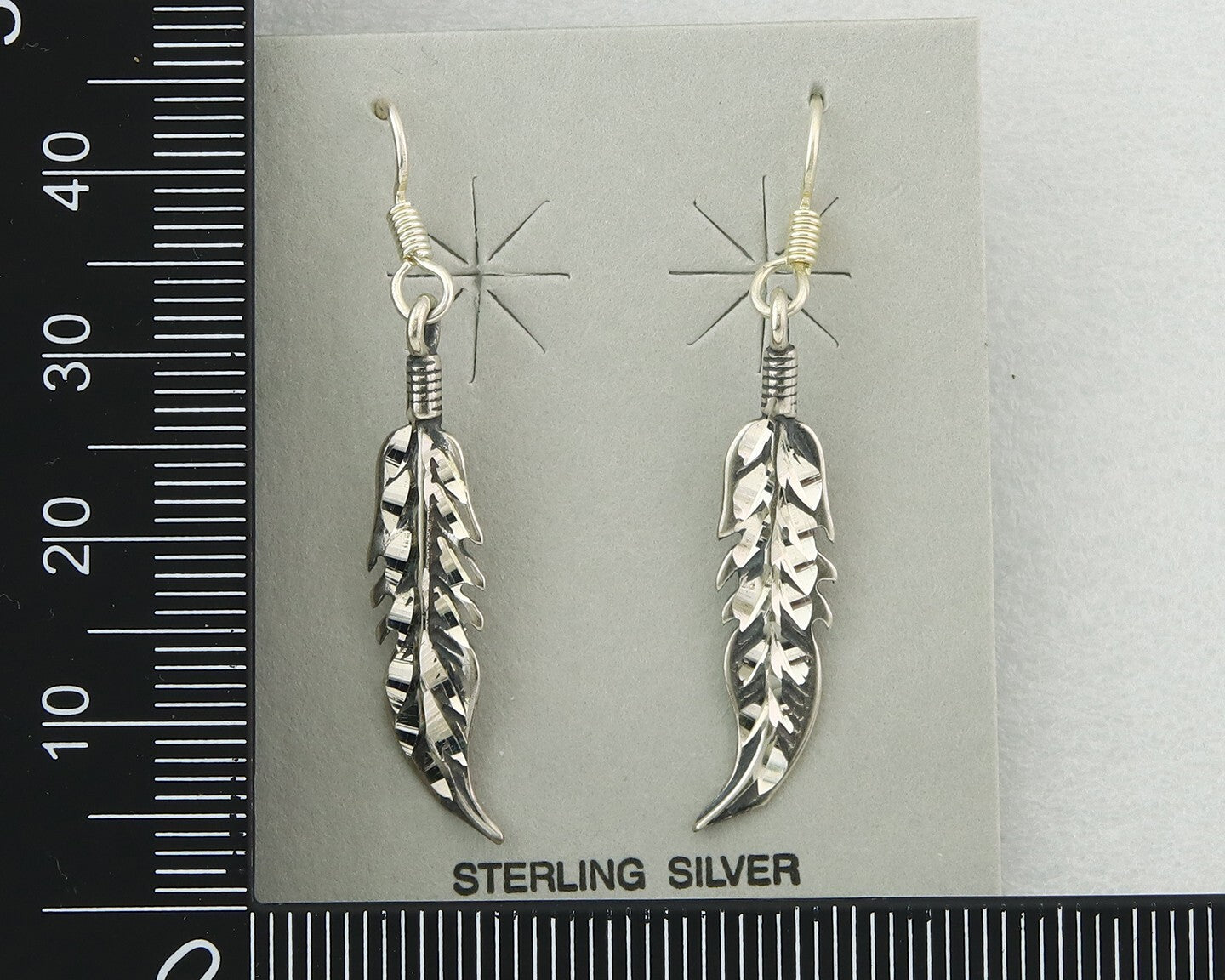 Navajo Feather Earrings Sterling Silver Dangle Vintage Authentic Signed Masha
