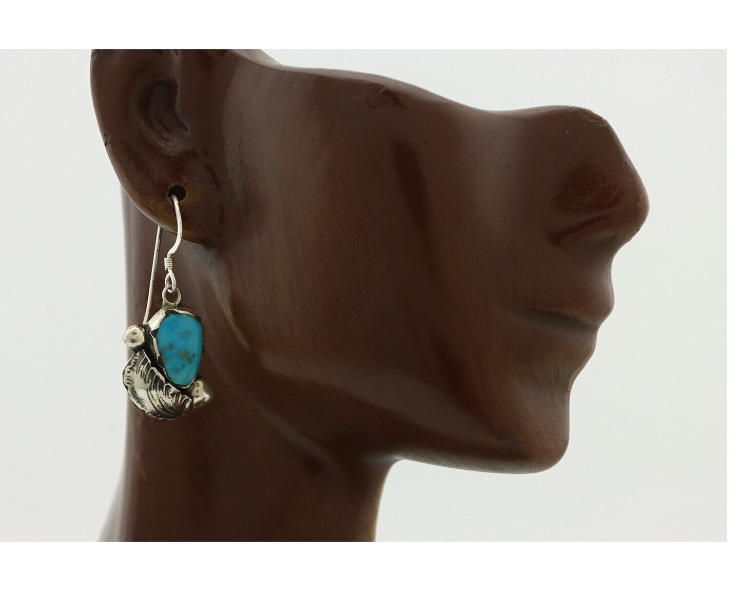 Zuni Dangle Handmade Earrings 925 Silver Blue Turquoise Native Artist C.80's