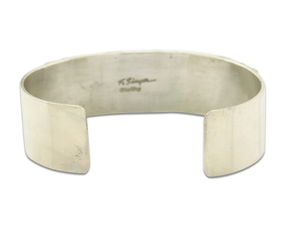 Navajo Bracelet Gold & 925 Silver Handmade 16 mm Wide Signed Thomas Singer C80s