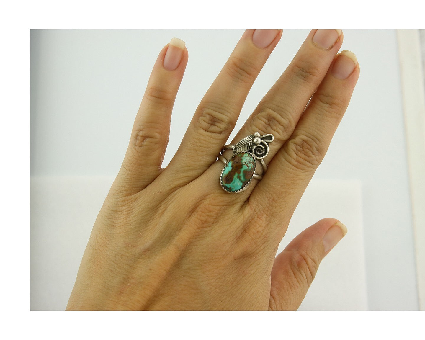 Vintage Navajo Ring 925 Sterling Silver Authentic Royston Turquoise Size 7.0