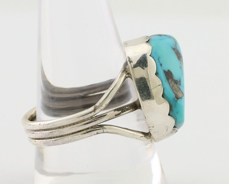 Navajo Ring 925 Silver Natural Blue Turquoise Signed Tony Guerro C.80's