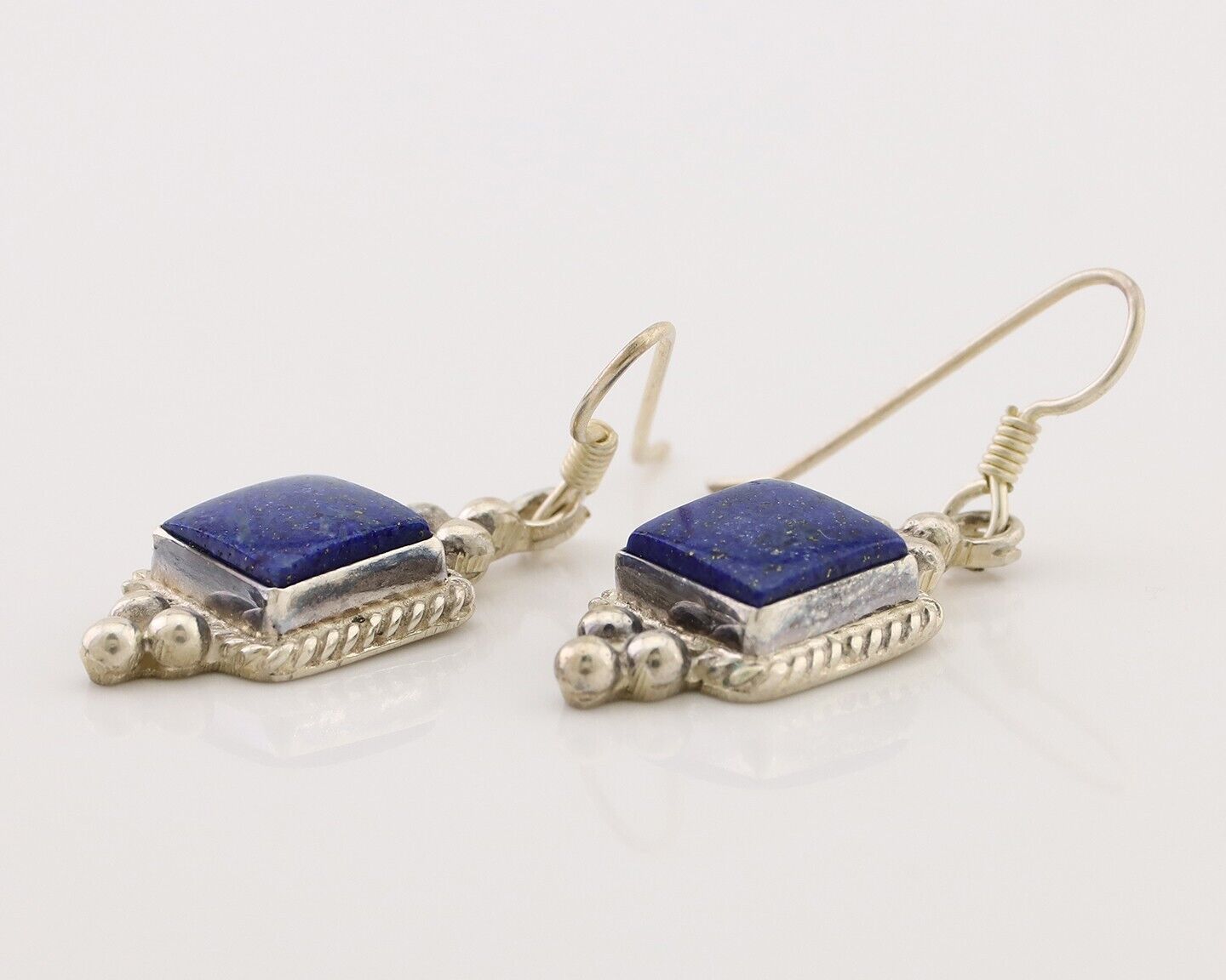 Navajo Earrings 925 Silver Natural Mined Lapis Native American Artist C.80's