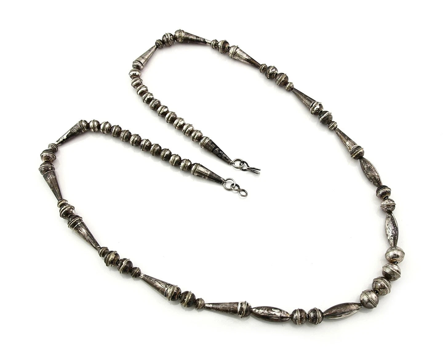 Navajo Bead Necklace Sterling Silver8.0 mm wide 25 in long Circa 1980's