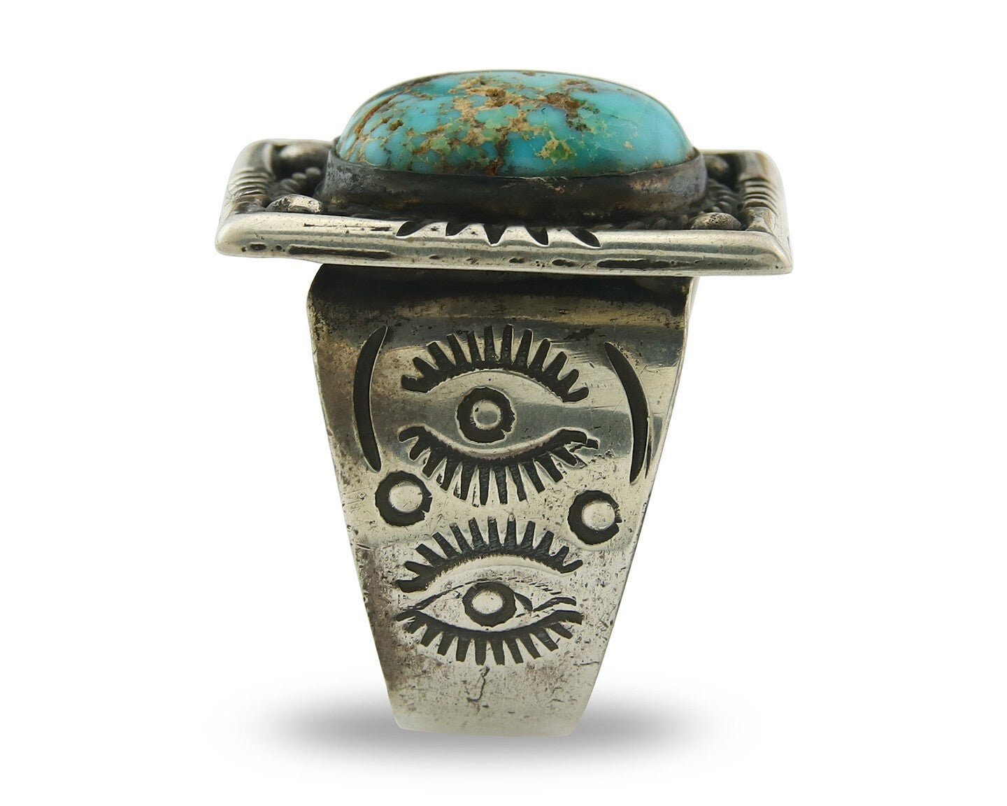 Traditional Navajo Ring Sterling Silver Authentic Turquoise Handmade Size 11