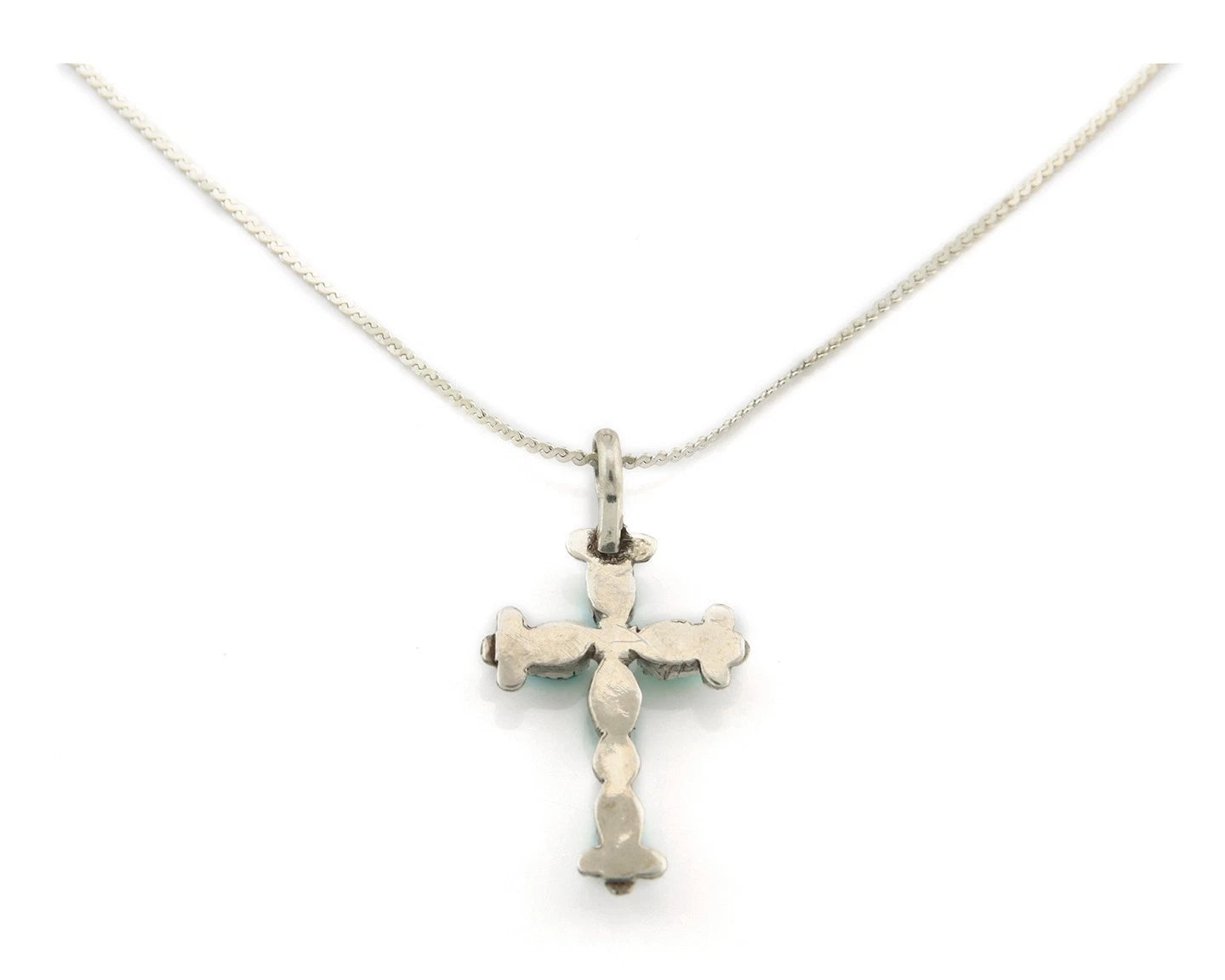 Navajo Cross Necklace Sterling Silver Blue Turquoise Vintage Handmade