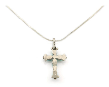 Navajo Cross Necklace Sterling Silver Blue Turquoise Vintage Handmade