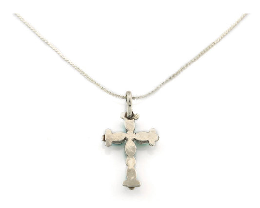Navajo Cross Necklace Sterling Silver Blue Turquoise Vintage Handmade