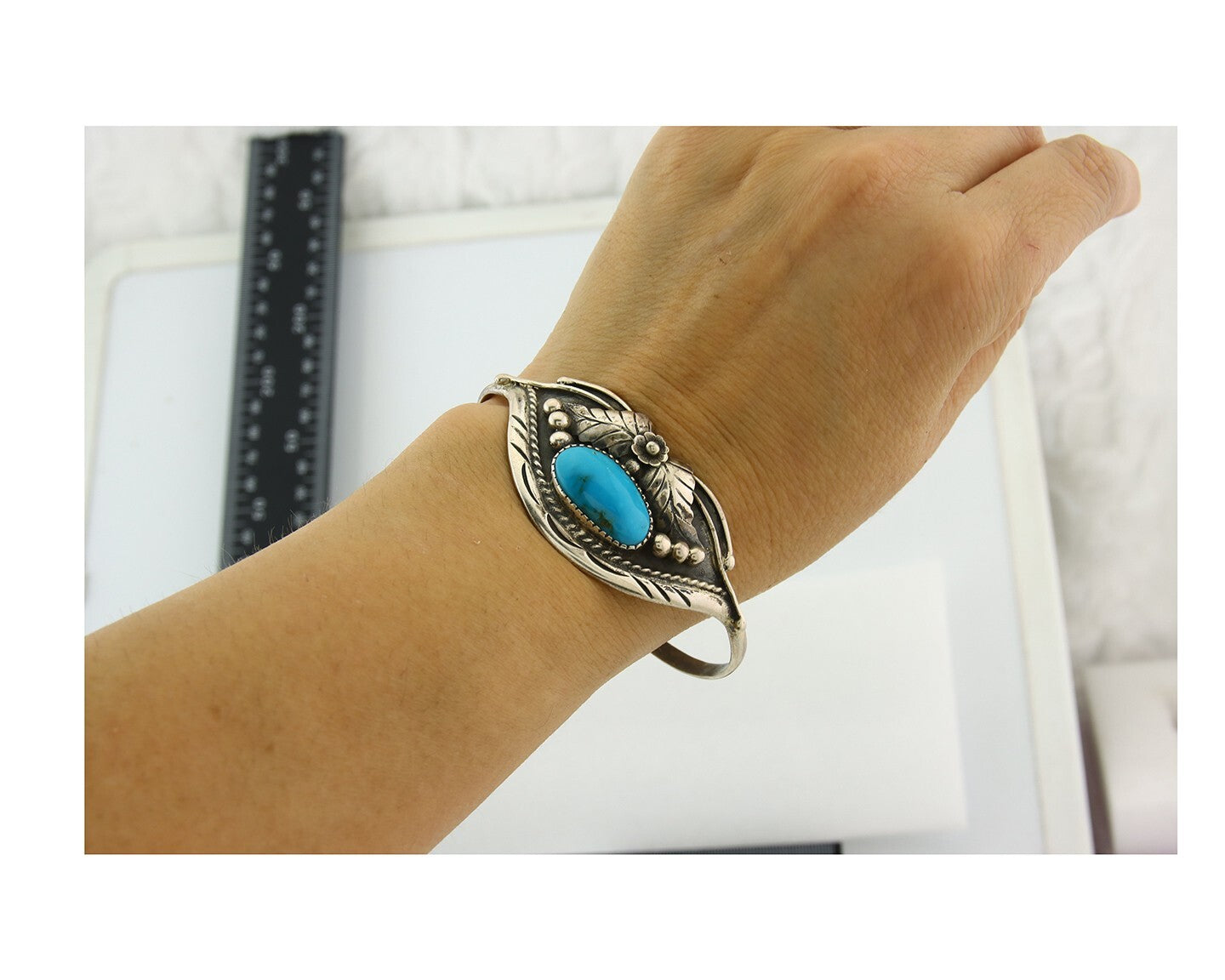 Vintage Navajo Bracelet 925 Silver Turquoise Traditional Handmade Authentic Sign