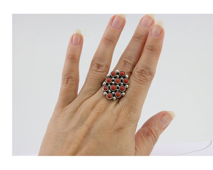 Navajo Coral Snake Eye Ring Native American Artist Size 7.25