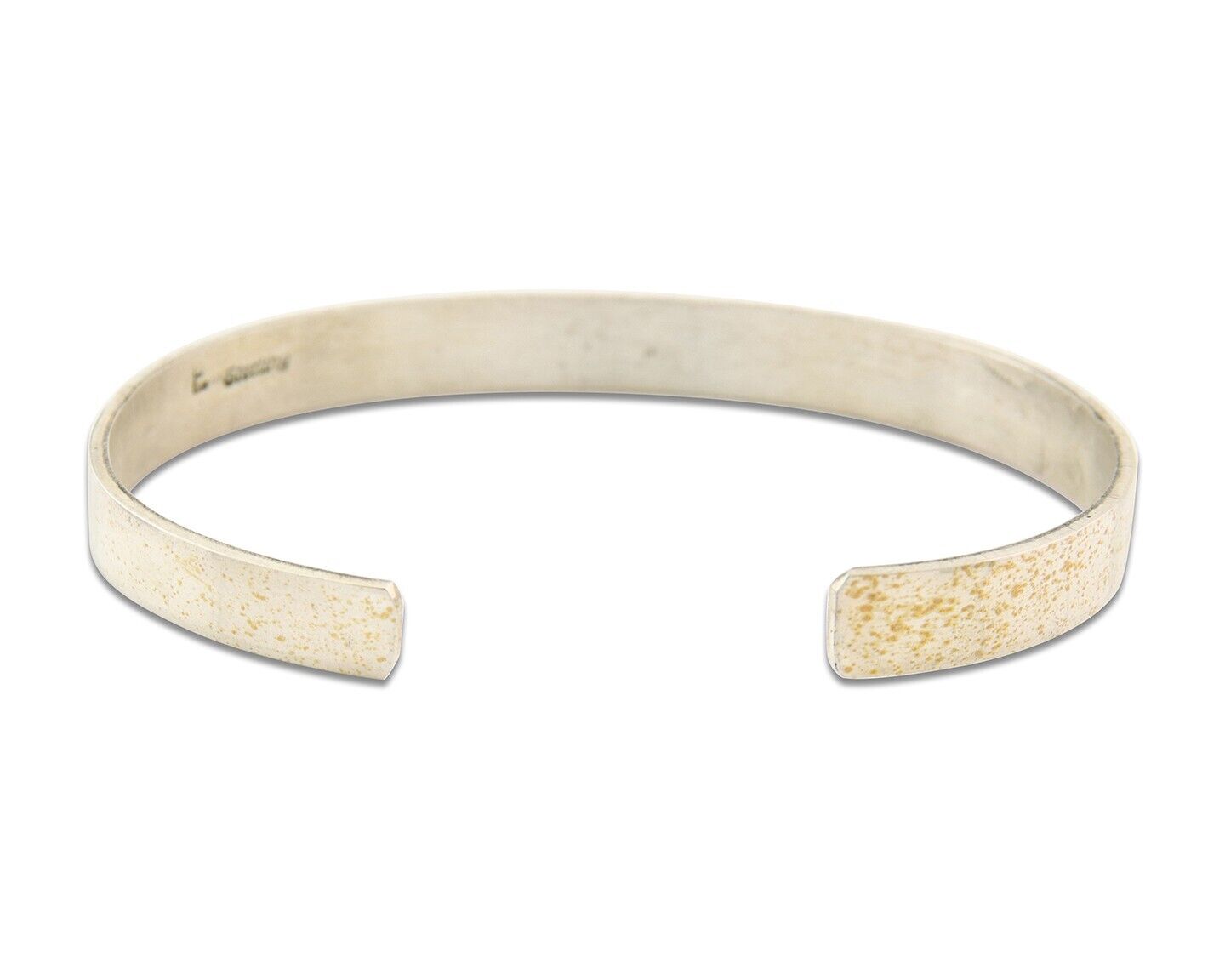 Navajo Bracelet 925 Silver & 12k Yellow Gold Plated Cuff Signed E C.80's