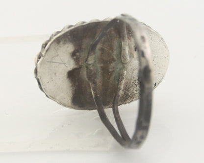 Navajo Ring 925 Sterling Natural Turquoise Native Artist C.80's Size 6.75