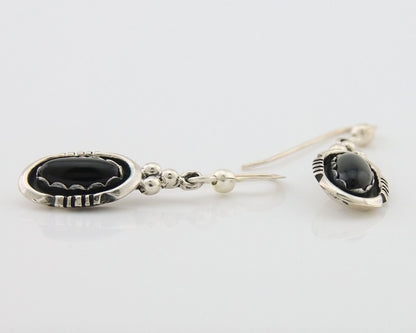 Navajo Dangle Earrings 925 Silver Natural Black Onyx Native American C.80's