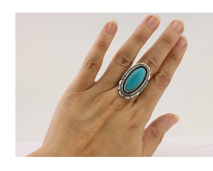 Navajo Hamdmade Ring 925 Silver Southwest Turquoise Signed V C.80's