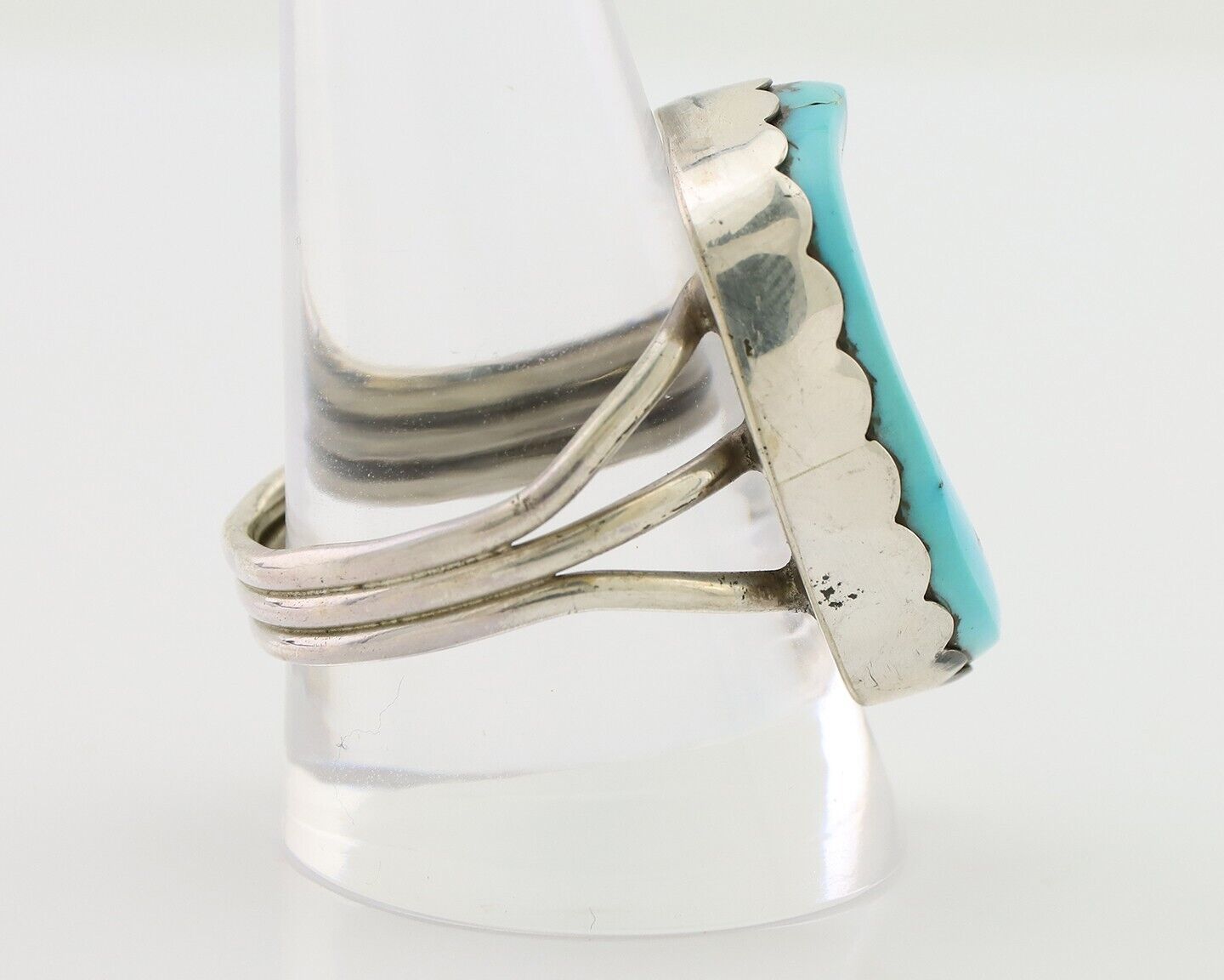 Navajo Ring 925 Silver Natural Blue Turquoise Signed Tony Guerro C.80's