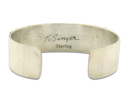 Navajo Bracelet Gold & 925 Silver Handmade 16 mm Wide Signed Thomas Singer C80s