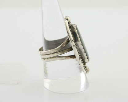 Navajo Ring 925 Silver Black Onyx Artist Signed V & N Edsitty C.80's