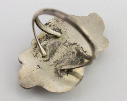 Vintage Handmade Navajo Ring Turquoise 925 Silver Size 7.25 C.80's